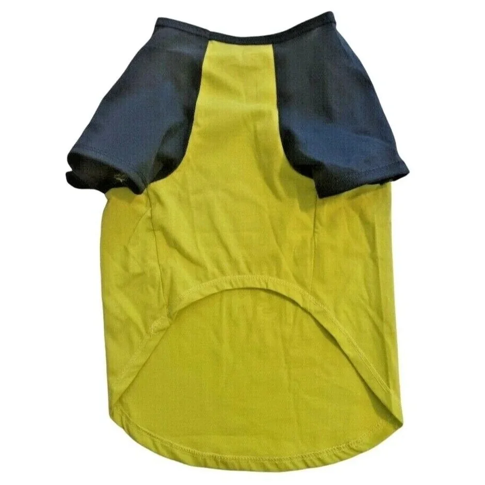 Cool Fish Skeleton Graphic Dog‎ Large T-Shirt Lime Green Navy Raglan Pet Tee